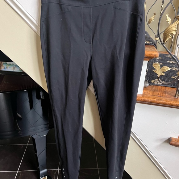 Chicos Black Stretch Pants.Decor. side hem. Elastic stretch waist.Size 1 EUC - Picture 6 of 10